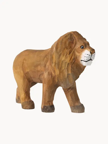 Lion de jeu fait main Animal, Bois de tremble, Brun, larg. 15 x haut. 12 cm