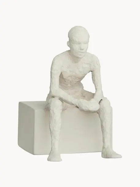 Figura decorativa The Reflective One, Cerámica de gres, Blanco Off White, An 12 x Al 14 cm