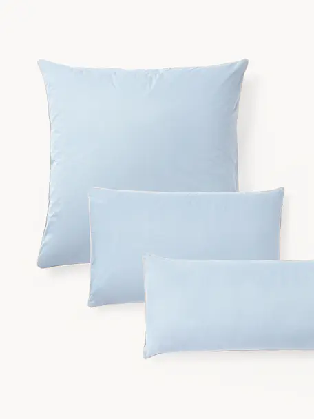 Taie d'oreiller en percale de coton avec passepoil Daria, Bleu ciel, beige clair, larg. 50 x long. 70 cm