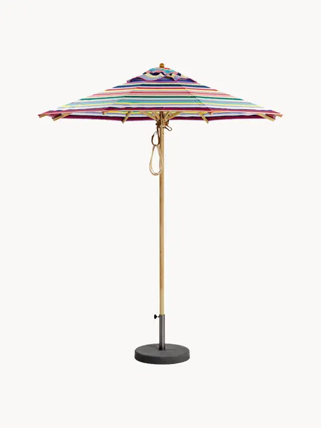 Handgemaakte parasol Klassieker met katrol, diverse maten, Meerkleurig, helder hout, Ø 210 x H 251 cm