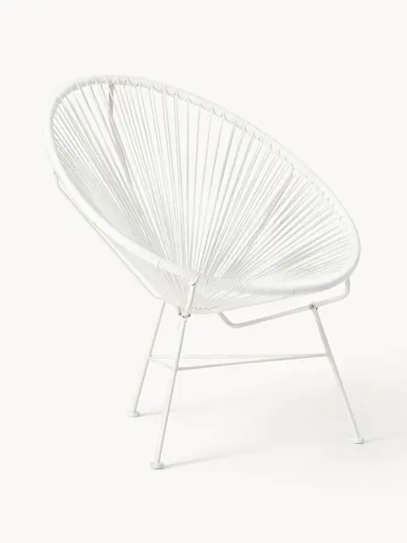 Loungesessel Bahia aus Kunststoff-Geflecht, Sitzfläche: Kunststoff, Gestell: Metall, pulverbeschichtet, Weiß, B 81 x T 73 cm