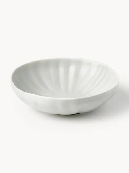 Matný hlboký tanier s reliéfom Sali, 4 ks, Porcelán, Svetlosivá, Ø 21 x V 6 cm