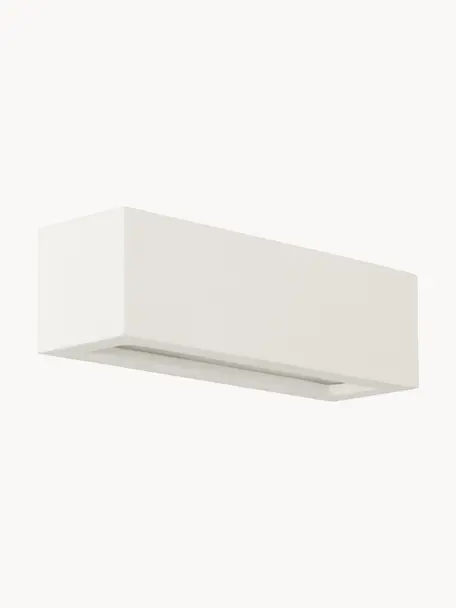 Keramische wandlamp Madrid, Lampenkap: keramiek, mat, Diffuser: glas, Gebroken wit, B 32 x H 9 cm