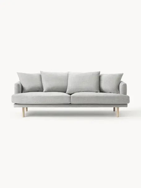 Sofa Adrian (3-Sitzer), Bezug: 47 % Viskose, 23 % Baumwo, Gestell: Sperrholz, Webstoff Hellgrau, B 214 x T 95 cm