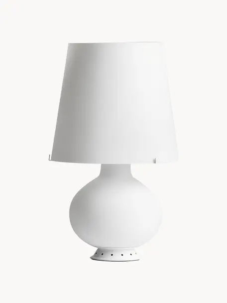 Kleine Tischlampe Fontana, handgefertigt, Lampenschirm: Glas, Weiß, Ø 20 x H 34 cm