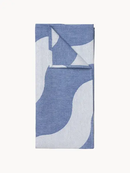 Torchons en coton Tide Wave, 2 pièces, 100 % coton, Bleu, blanc, larg. 50 x long. 70 cm