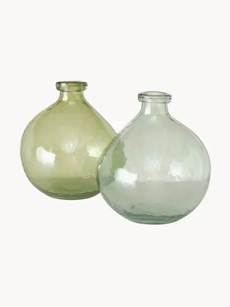 Vases en verre Sligo, 2 élém., Verre, Tons verts, transparent, Ø 16 x haut. 18 cm