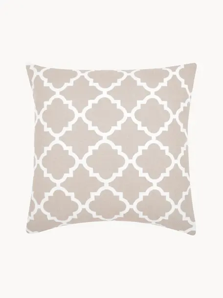 Kissenhülle Lana mit grafischem Muster, 100% Baumwolle, Beige, Weiß, B 45 x L 45 cm