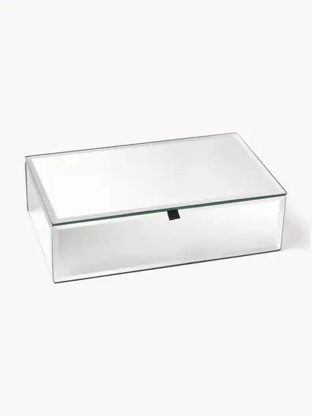 Caja Melvin, Exterior: espejo de cristal, Interior: terciopelo, Plateado, An 24 x F 14 cm