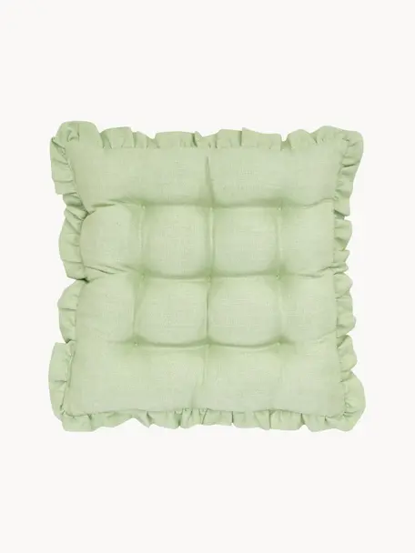 Poduszka na krzesło z falbanką Camille, Zielony, S 40 x D 40 cm