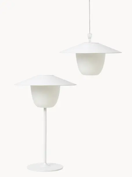Mobile dimmbare LED-Außenleuchte Ani zum Hängen oder Stellen, Lampenschirm: Aluminium, Lampenfuß: Aluminium, beschichtet, Weiß, Ø 22 x H 33 cm