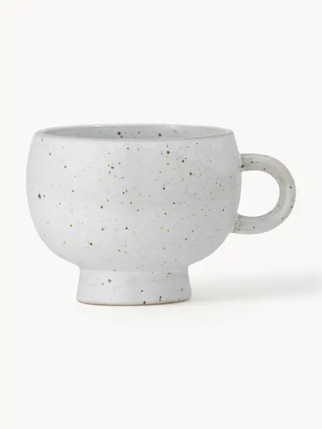 Taza artesanal con esmalte reactivo Emilo, Gres, Blanco moteado, Ø 9 x Al 7 cm, 300 ml