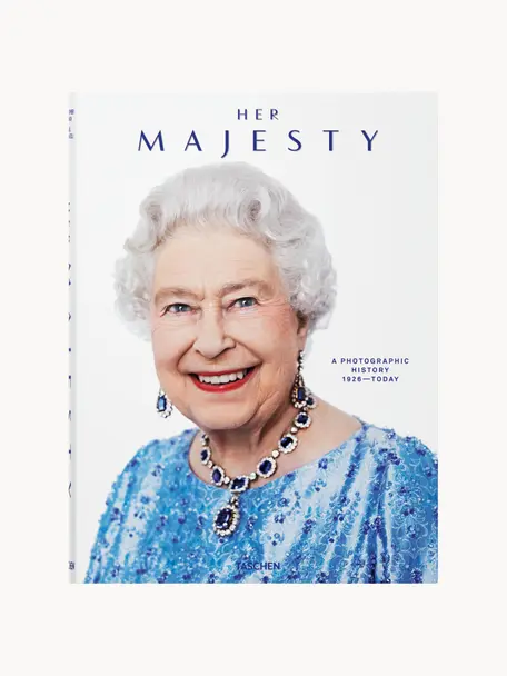 Libro illustrato Her Majesty. A Photographic History 1926–Today, Carta, copertina rigida, Sua Maestà. Una storia fotografica 1926-oggi, Larg. 25 x Lung. 34 cm