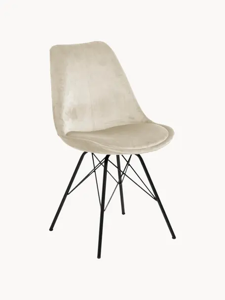 Fluwelen stoelen Eris met metalen poten, 2 stuks, Bekleding: polyester fluweel, Poten: gepoedercoat metaal, Fluweel beige, B 49 x D 54 cm