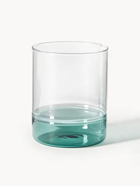 Mondgeblazen waterglazen Kiosk, 6 stuks, Glas, Donkergroen, Ø 8 x H 10 cm, 380 ml