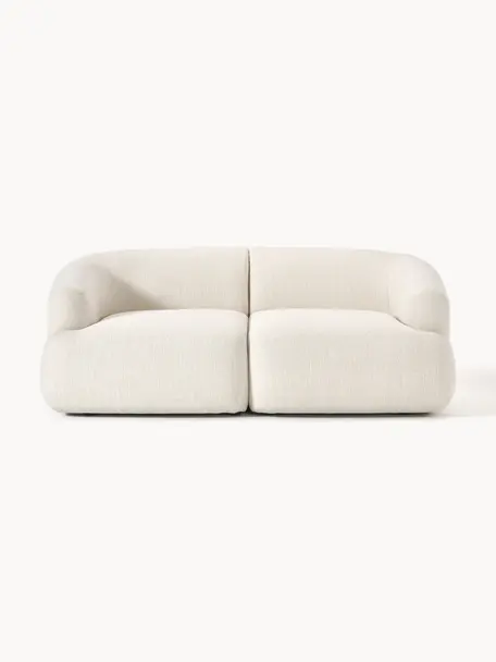 Modulares Sofa Sofia (2-Sitzer), Bezug: 100 % Polypropylen Der ho, Gestell: Fichtenholz, Spanplatte, , Füße: Kunststoff Dieses Produkt, Webstoff Cremeweiß, B 190 x T 103 cm