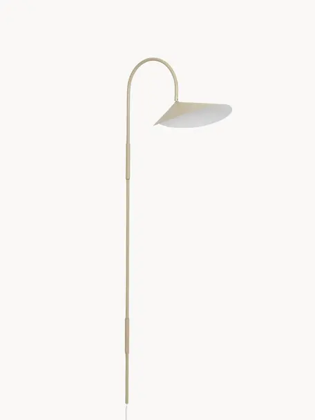 Aplique grande ajustable con enchufe Arum, Pantalla: aluminio con pintura en p, Estructura: hierro con pintura en pol, Cable: cubierto en tela, Beige claro, An 44 x Al 127 cm