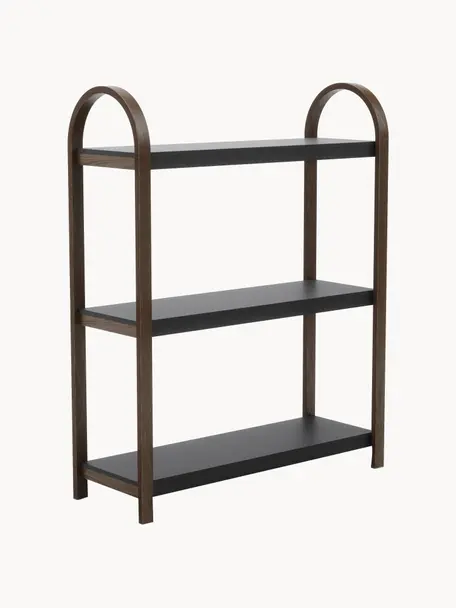 Libreria Bellwood, Struttura: legno, Scaffale: metallo rivestito, Nero, legno scuro, Larg. 72 x Alt. 90 cm