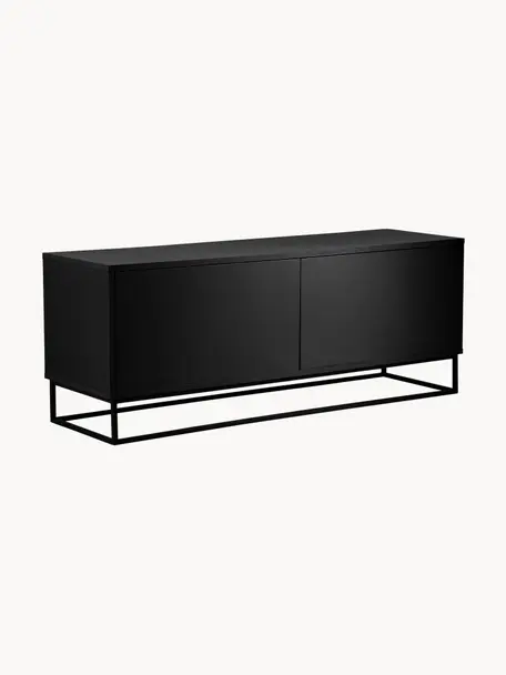 Mueble TV Lyckeby, Estructura: tablero de fibras de dens, Patas: metal con pintura en polv, Negro, An 140 x Al 54 cm