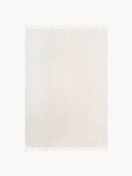 Tapis fin en coton tissé main Agneta, 100 % coton, Blanc crème, larg. 200 x long. 300 cm (taille L)