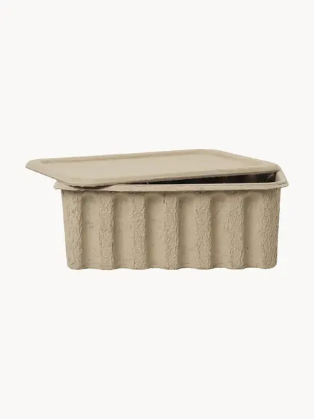 Boîtes de rangement en cellulose Pulp, 2 pièces, Pâte à papier, Beige, larg. 40 x prof. 30 cm