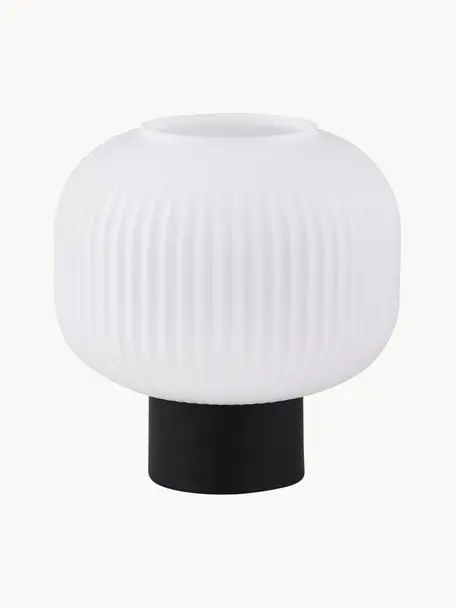 Lampa stołowa ze szkła opalowego Charles, Czarny, biały opalowy, Ø 20 x W 20 cm