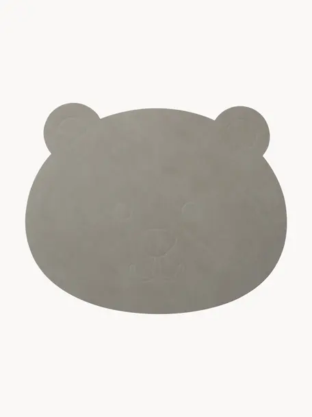 Leder-Tischset Bear, Kunstleder, Gummi, Greige, B 38 x L 30 cm