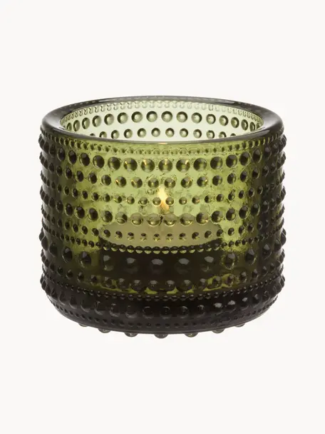Glas-Teelichthalter Kastehelmi, Glas, Grün, transparent, Ø 8 x H 6 cm