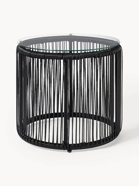 Odkládací stolek z umělohmotné pleteniny Bahia, Černá, Ø 50 cm, V 45 cm