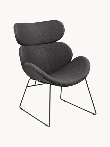 Loungefauteuil Cazar, Bekleding: 100% polyester, Frame: gepoedercoat metaal, Geweven stof antraciet, B 69 x D 79 cm