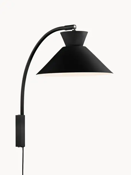 Nástenná lampa so zástrčkou Dial, Čierna, Ø 25 x V 40 cm