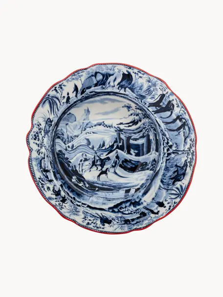 Porcelánový hluboký talíř Classic On Acid, Porcelán, Bílá, odstíny modré, červená, Ø 25 cm