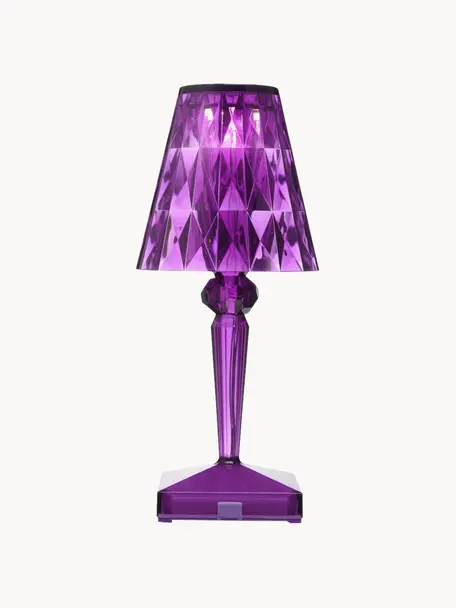 Lámpara de noche pequeña LED regulable Battery, portátil, Plástico, Lila, Ø 12 x Al 26 cm