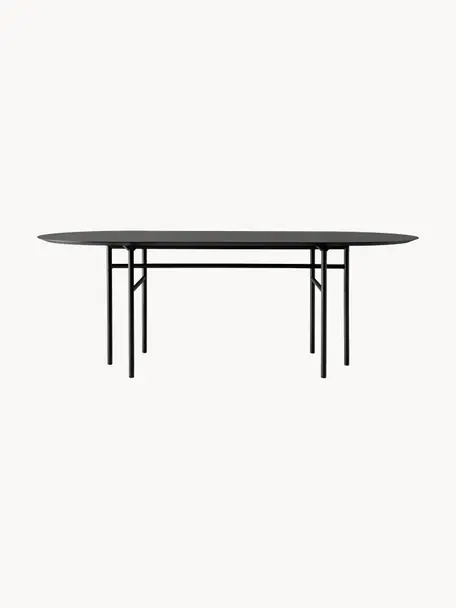 Oválny jedálenský stôl Snaregade, 210 x 95 cm, Dubová dyha čierna lakované, čierna matná, Š 210 x H 95 cm