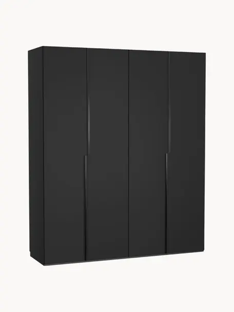 Modularer Drehtürenschrank Leon, 200 cm Breite, mehrere Varianten, Korpus: Spanplatte, FSC-zertifizi, Schwarz, Classic Interior, B 200 x H 200 cm