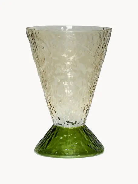 Ručně vyrobená váza Abyss, Sklo, Odstíny zelené, Š 20 cm, V 29 cm