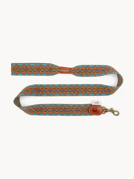 Laisse pour chien faite à la main Etna, Vert, turquoise, orange, long. 120 cm