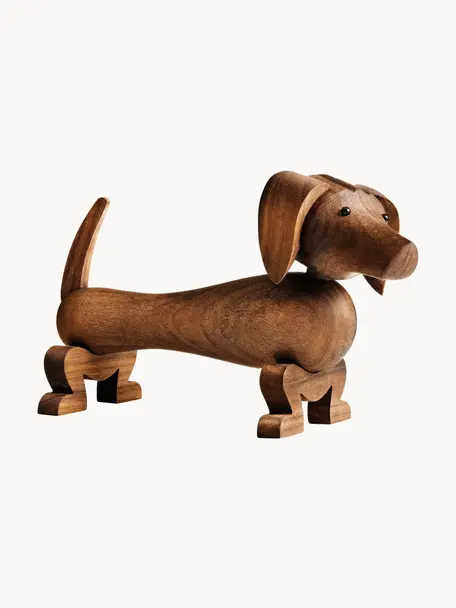 Designer-Deko-Objekt Dog aus Walnussholz, Walnussholz, lackiert, Dunkles Holz, B 18 x H 11  cm