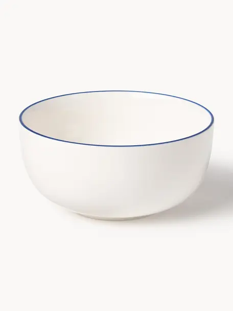 Miseczka z porcelany Facile, 2 szt., Porcelana twarda (ok. 50% kaolin, 25% kwarc i 25% szpat), Złamana biel z ciemnoniebieską krawędzią, Ø 16 x W 8 cm