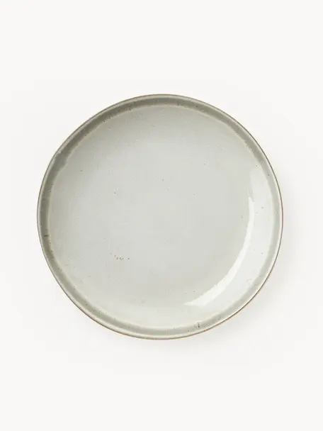 Ručně vyrobené mělké talíře z kameniny s reaktivní glazurou Cia, 4 ks, Kamenina, Greige, Ø 27 cm, V 3 cm