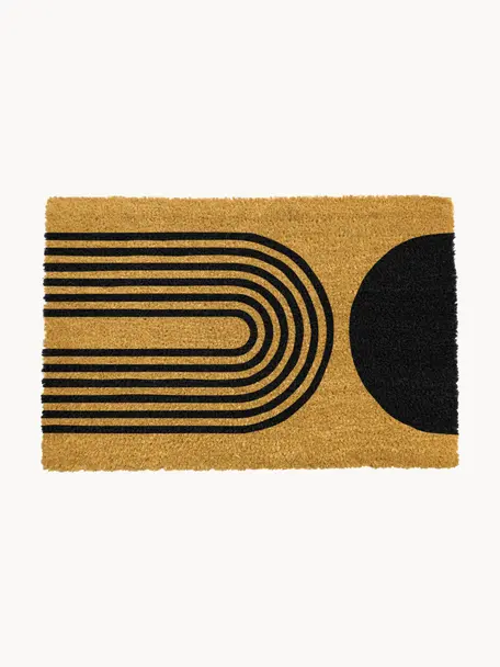 Fussmatte Abstract Half Moon, Flor: 40 % Kokosfaser (Coir), Beige, Schwarz, B 40 x L 60 cm