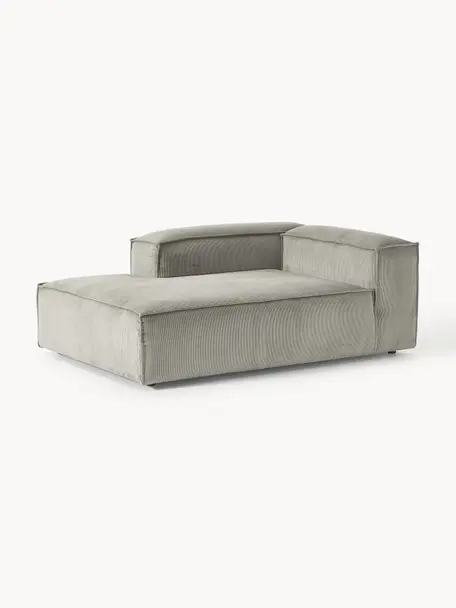 Diván modular de pana Lennon, Tapizado: pana (92% poliéster, 8% p, Estructura: madera de pino y abeto ma, Patas: plástico. Este producto e, Pana gris, An 119 x F 180 cm, chaise longue izquierda