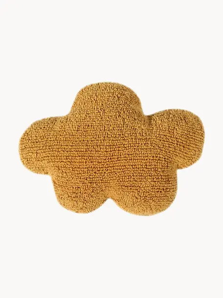 Cuscino morbido in cotone fatto a mano Cloud, Custodia: 97% cotone, 3% fibra sint, Giallo senape, Larg. 52 x Lung. 42 cm