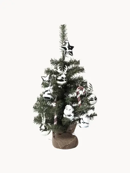 Sada vánočního stromku s ozdobami, 11 dílů, Umělá hmota, Zelená, stříbrná, červená, bílá, Ø 35 cm, V 60 cm