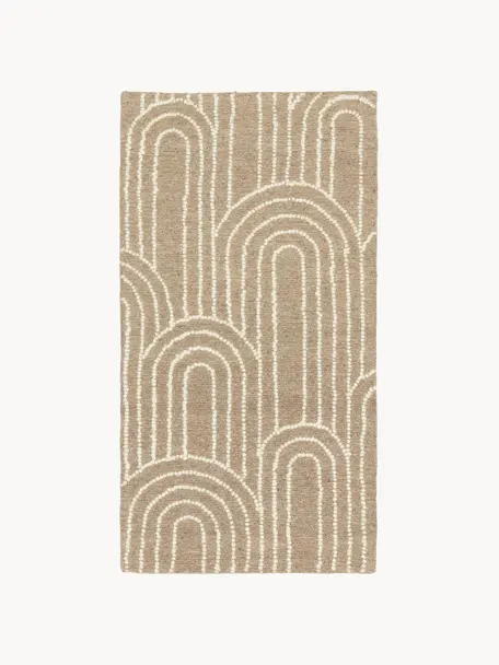 Ručne tuftovaný vlnený koberec Arco, 100 % vlna, Béžová/krémovobiela, vzorovaná, Š 80 x D 150 cm (veľkosť XS)