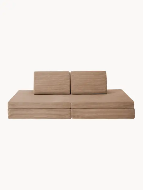 Ręcznie wykonana dziecięca sofa modułowa ze sztruksu Mila, Tapicerka: sztruks (100% poliester), Beżowy sztruks, S 168 x G 84 cm