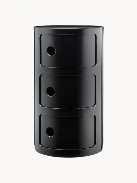 Conteneur Componibile, 3 élém., Plastique, Noir, Ø 32 x haut. 59 cm