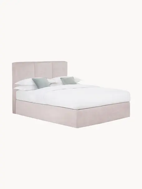 Boxspringbett Oberon, Matratze: 5-Zonen-Taschenfederkern, Füße: Kunststoff Dieses Produkt, Webstoff Hellrosa, B 140 x L 200 cm, Härtegrad H2