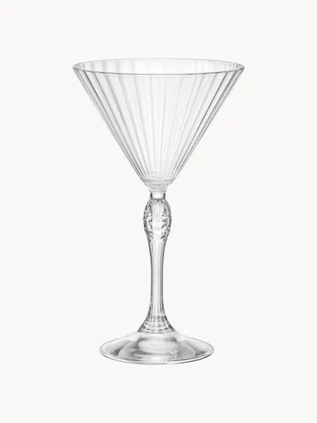 Bicchiere da Martini con struttura scanalata America's Cocktail 4 pz, Vetro, Trasparente, Ø 10 x Alt. 19 cm, 240 ml