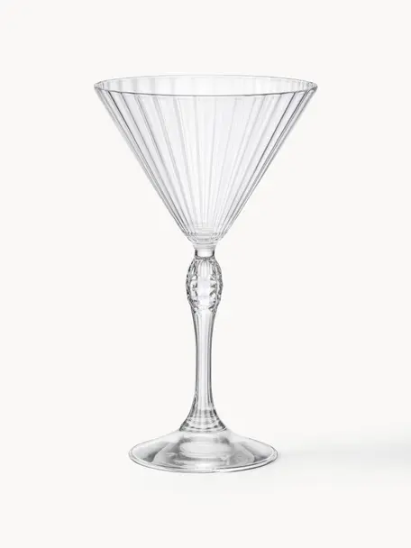 Kieliszek do martini z ryflowaną powierzchnią America's Cocktail, 4 szt., Szkło, Transparentny, Ø 10 x W 19 cm, 240 ml